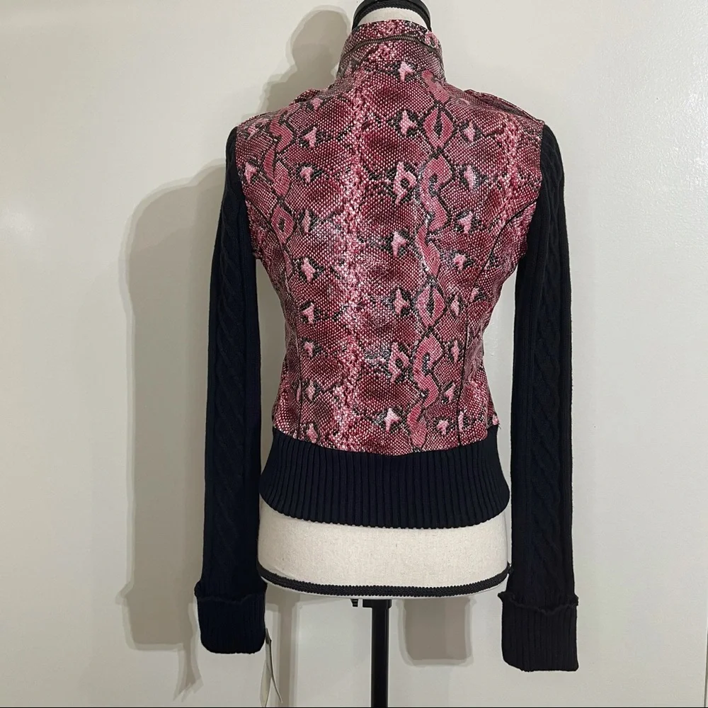 COOGI Faux Snake Skin Jacket Sweater Sleeve NWT size Small - Picture 3 of 16
